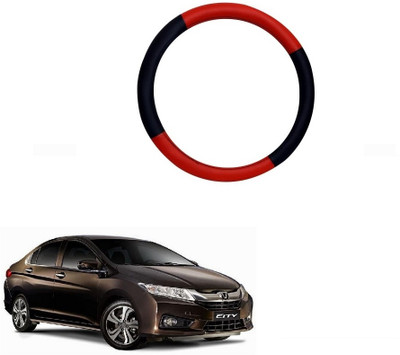 SPREADX Steering Cover For Honda City(Red, Black, Leatherite)