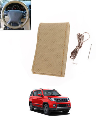MSNP Hand Stiched Steering Cover For Mahindra TUV 300(Beige, Leatherite)