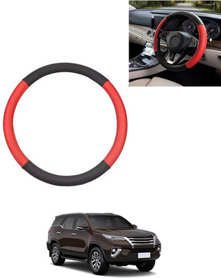 AYW Steering Cover For Toyota Universal For Car(Red/Black, Leatherite)