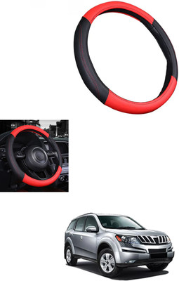 MATIES Steering Cover For Mahindra XUV 500(Red/Black, Leather)