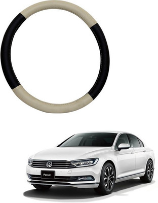 RKPSP Hand Stiched Steering Cover For Universal For Car Passat(Beige/Brown, Leatherite)