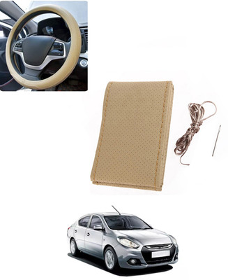 AYW Hand Stiched Steering Cover For Renault Scala(Beige, Leatherite)