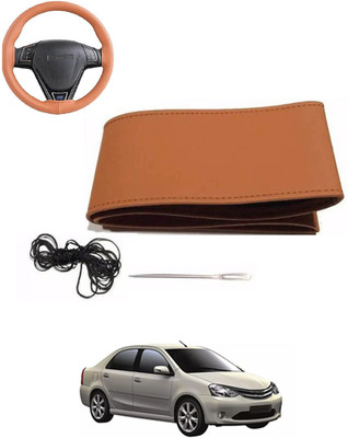 MATIES Hand Stiched Steering Cover For Toyota Etios Liva(Tan, Leatherite)