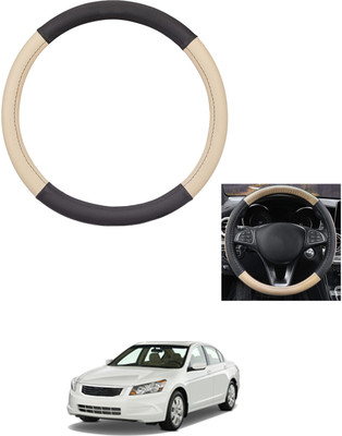 MATIES Steering Cover For Honda Accord(Beige/Black, Leather)
