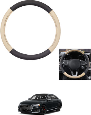 MATIES Steering Cover For Audi S8(Beige/Black, Leather)