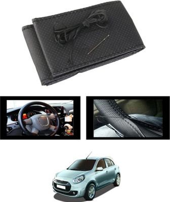 monolive Hand Stiched Steering Cover For Renault Pulse(Black, Leatherite)