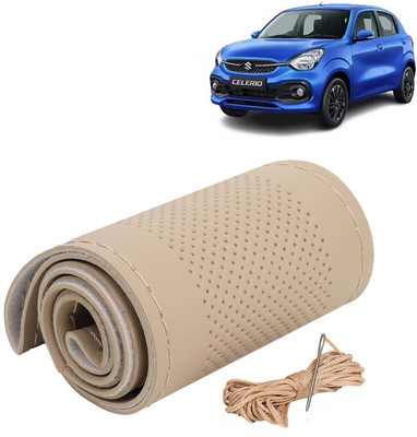 Kingsway Hand Stiched Steering Cover For Maruti Celerio(Beige Color with Beige Thread, Leatherite)