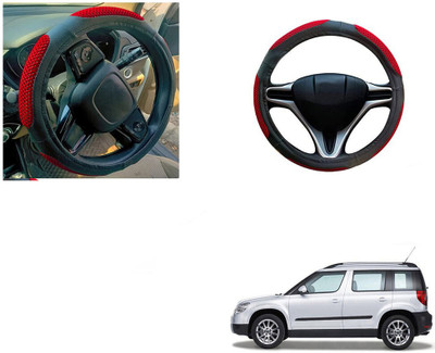 Automotive Prist Steering Cover For Skoda Yeti(Black & Red, Leatherite)