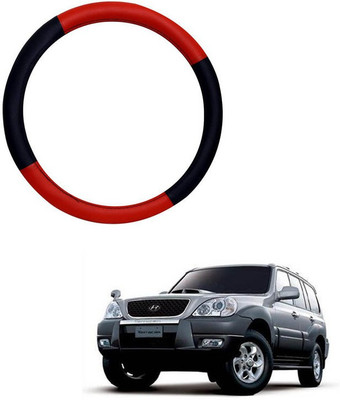 RKPSP Hand Stiched Steering Cover For Universal For Car Terracan(Red/Black, Leatherite)