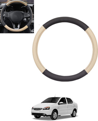 monolive Hand Stiched Steering Cover For Tata Indigo(Beige, Black, Leatherite)