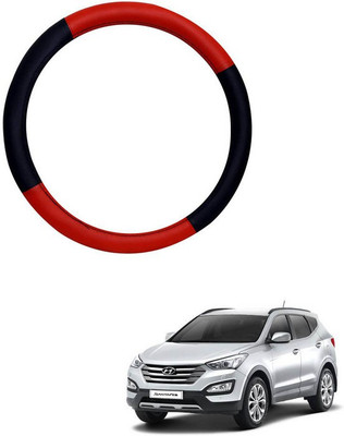RKPSP Hand Stiched Steering Cover For Universal For Car SantaFe(Red/Black, Leatherite)