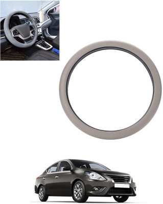 monolive Hand Stiched Steering Cover For Nissan Sunny(Silver, Leatherite)