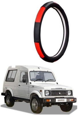 AUTO PEARL Steering Cover For Maruti Gypsy King(Gold Blaze Black and Red, Leatherite)