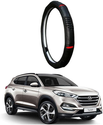 AUTO PEARL Steering Cover For Hyundai Tucson(Diamond Black Red, Leatherite)