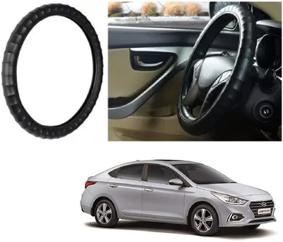 OOLTAH PAHIYA Hand Stiched Steering Cover For Hyundai Verna(Black, Leatherite)