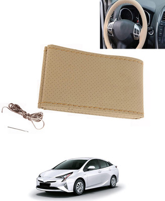 MATIES Hand Stiched Steering Cover For Toyota Prius(Beige, Leatherite)