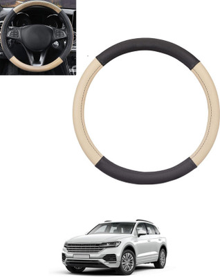 monolive Hand Stiched Steering Cover For Volkswagen Touareg(Beige, Black, Leatherite)