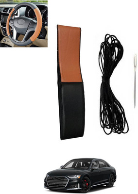 MSNP Hand Stiched Steering Cover For Audi S8(Tan, Black, Leatherite)
