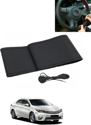 AYW Hand Stiched Steering Cover For Toyota Altis(Black, Leatherite)