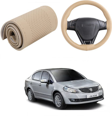 Arnejas Hand Stiched Steering Cover For Maruti SX4(Beige, Leather)