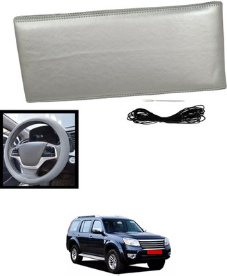 MATIES Hand Stiched Steering Cover For Ford Universal For Car(Silver, Leatherite)