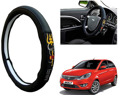 GS Grow n Shine Hand Stiched Steering Cover For Hyundai Bolt(Black, Leatherite)