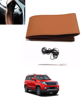 MATIES Hand Stiched Steering Cover For Mahindra TUV 300(Tan, Leatherite)