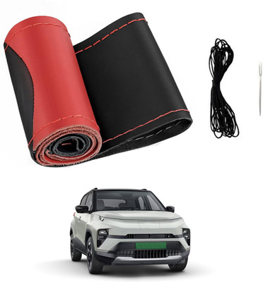 ABJD Hand Stiched Steering Cover For Renault Universal For Car(Red, Black, Leatherite)