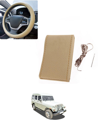 AYW Hand Stiched Steering Cover For Mahindra Marshal(Beige, Leatherite)