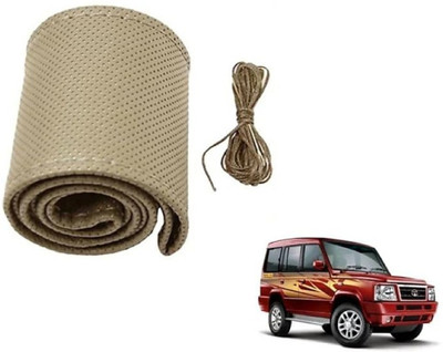 S MANGLAM Hand Stiched Steering Cover For Tata Swift Dzire, TUV 300, Verna, Vitara, WagonR, Xcent, i10 Active, i20, Baleno(Beige, Leatherite)
