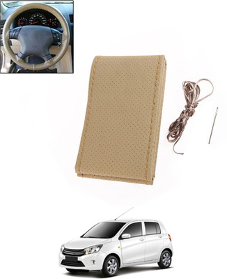 ABJD Hand Stiched Steering Cover For Mitsubishi Celerio(Beige, Leatherite)