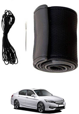 RKPSP Hand Stiched Steering Cover For Honda Accord(Grey, Black, Leatherite)