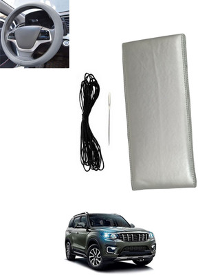 MSNP Hand Stiched Steering Cover For Mahindra Universal For Car(Silver, Leatherite)