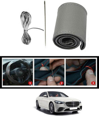 RKPSP Hand Stiched Steering Cover For Mercedes Benz Universal For Car(Grey, Leatherite)