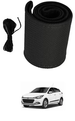 POOJATRADERSSS Hand Stiched Steering Cover For Hyundai Alto, Eco Sport, Polo Cross, Figo, WagonR(BLACK, Leather)