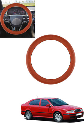 ABJD Steering Cover For Skoda Octavia(Tan, Leatherite)