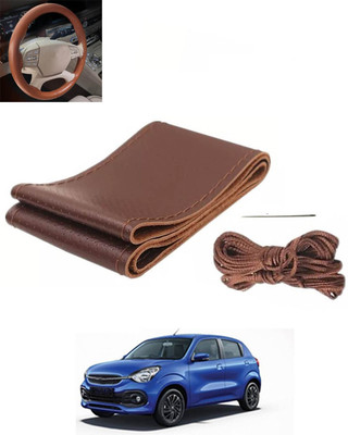 RKPSP Hand Stiched Steering Cover For Universal For Car Celerio(Brown, Leatherite)
