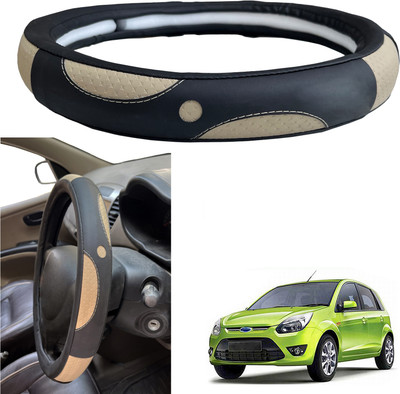 PEEPS STORE Steering Cover For Ford Figo(Black, Leather)