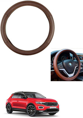 MATIES Steering Cover For Volkswagen Universal For Car(Brown, Leather)