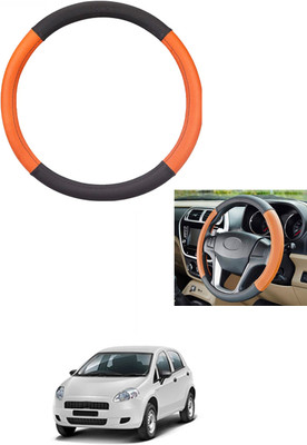 MATIES Steering Cover For Fiat Punto(Tan/Black, Leather)