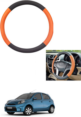 MATIES Steering Cover For Nissan Micra Active(Tan/Black, Leather)
