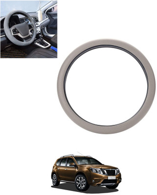 monolive Hand Stiched Steering Cover For Nissan Terrano(Silver, Leatherite)
