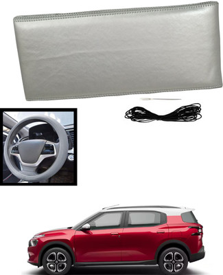 MATIES Hand Stiched Steering Cover For Universal For Car Universal For Car(Silver, Leatherite)