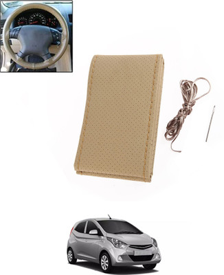 MATIES Hand Stiched Steering Cover For Hyundai Eon(Beige, Leatherite)