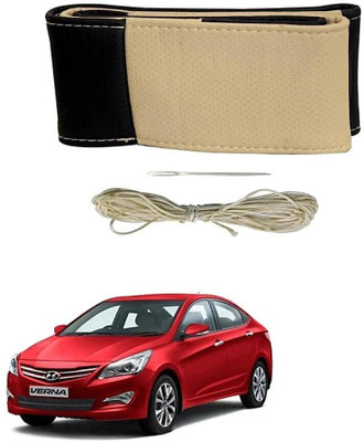 S MANGLAM Hand Stiched Steering Cover For Tata Santro, Santro Xing, Sunny, Swift Dzire, TUV 300, Verna, Vista, WagonR(Beige, Leatherite)