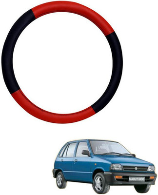 RKPSP Hand Stiched Steering Cover For Universal For Car 800(Red/Black, Leatherite)