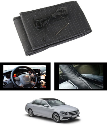 ABJD Hand Stiched Steering Cover For Renault E200(Black, Leatherite)