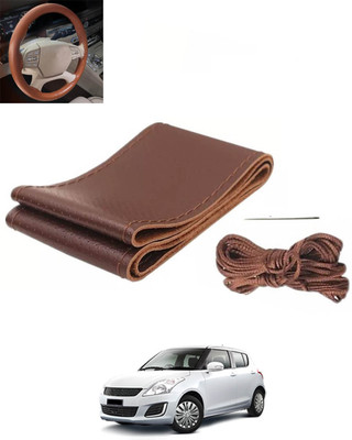 monolive Hand Stiched Steering Cover For Universal For Car Swift(Brown, Leatherite)