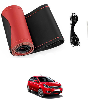 monolive Hand Stiched Steering Cover For Tata Bolt(Red/Black, Leatherite)