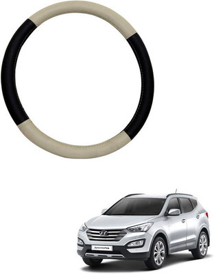 RKPSP Hand Stiched Steering Cover For Universal For Car SantaFe(Beige/Brown, Leatherite)
